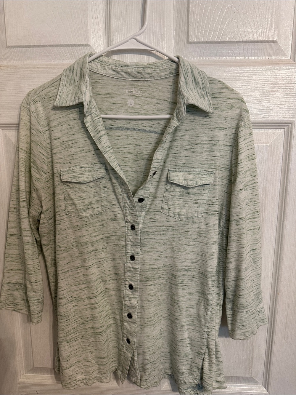 Indigo Heathered Mint Green Women's Button-Down Shirt